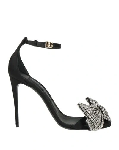 DOLCE & GABBANA DOLCE & GABBANA WOMAN SANDALS BLACK SIZE 7.5 TEXTILE FIBERS