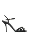 Dolce & Gabbana Black Crystals Ankle Strap Heels Sandals Shoes In Black