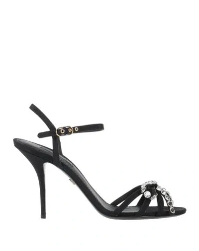 DOLCE & GABBANA DOLCE & GABBANA WOMAN SANDALS BLACK SIZE 5.5 VISCOSE