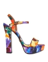 Dolce & Gabbana Platform Sandal In Printed Brocade In Green