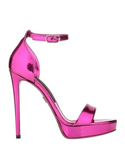 Dolce & Gabbana Woman Sandals Fuchsia Size 5.5 Polyurethane, Polyester In Pink