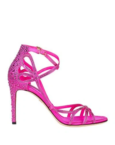 Dolce & Gabbana Woman Sandals Fuchsia Size 9 Textile Fibers In Pink