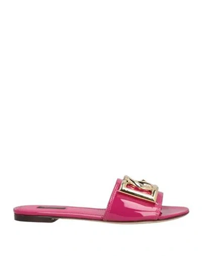 Dolce & Gabbana Woman Sandals Fuchsia Size 8.5 Calfskin In Pink