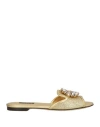 Dolce & Gabbana Rainbow Slides In Gold Lurex Lace With Brooch In Gold