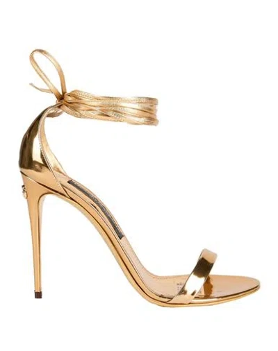Dolce & Gabbana Woman Sandals Gold Size 9.5 Leather