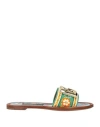 Dolce & Gabbana Woman Sandals Green Size 8.5 Textile Fibers In Yellow