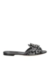 Dolce & Gabbana Woman Sandals Grey Size 7.5 Textile Fibers In Gray