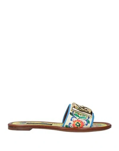 Dolce & Gabbana Woman Sandals Ivory Size 8.5 Textile Fibers In Multi
