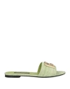 Dolce & Gabbana Logo Raffia Slides In Green
