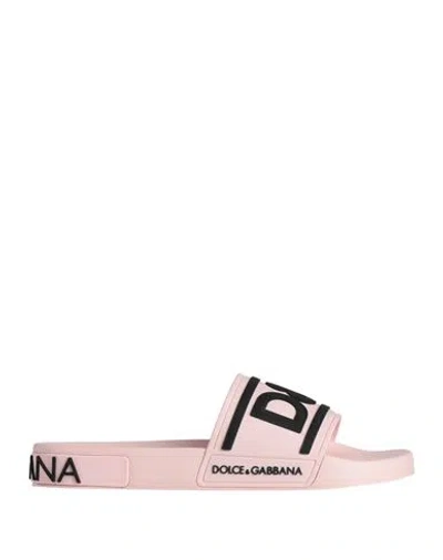 Dolce & Gabbana Dg Logo Rubber Pool Slides In Pink