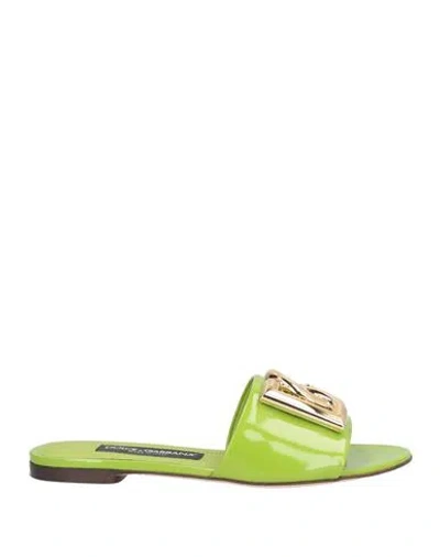 Dolce & Gabbana Woman Sandals Lime Green Size 6 Calfskin