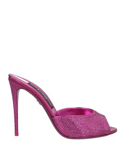 DOLCE & GABBANA DOLCE & GABBANA WOMAN SANDALS MAGENTA SIZE 7 TEXTILE FIBERS