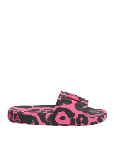 Dolce & Gabbana Woman Sandals Magenta Size 8.5 Calfskin In Magenta