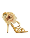 Dolce & Gabbana Orange Flower Applique Keira Sandals Shoes In Yellow