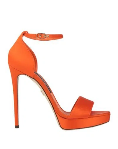 Dolce & Gabbana Woman Sandals Orange Size 7.5 Silk