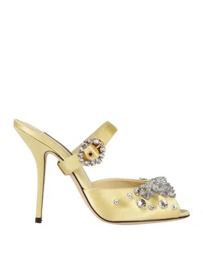 Dolce & Gabbana Woman Sandals Pastel Yellow Size 4 Textile Fibers