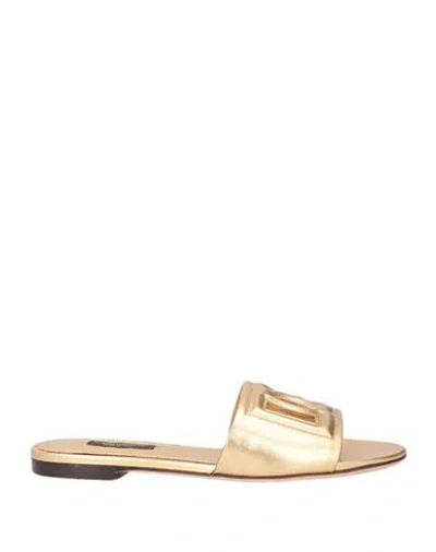 Dolce & Gabbana Woman Sandals Platinum Size 4 Lambskin In Gold