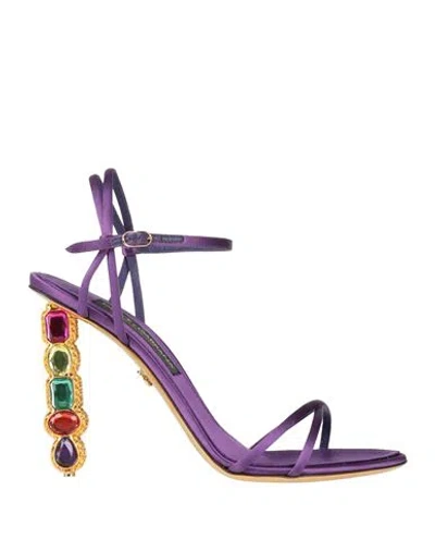 Dolce & Gabbana Woman Sandals Purple Size 10.5 Textile Fibers