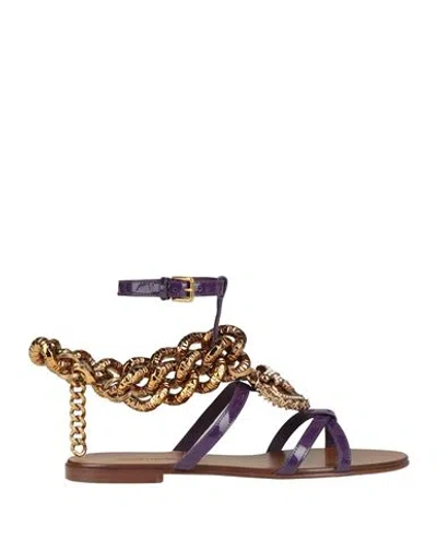 Dolce & Gabbana Woman Sandals Purple Size 7 Calfskin