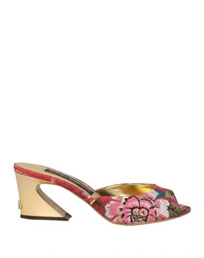 Dolce & Gabbana Woman Sandals Red Size 7 Polyester, Cotton, Polyamide, Textile Fibers