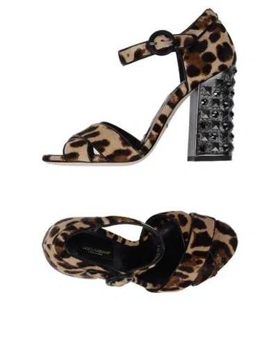 Dolce & Gabbana Woman Sandals Sand Size 7 Calfskin, Lambskin In Beige