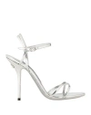 Dolce & Gabbana Woman Sandals Silver Size 5.5 Calfskin In Multi