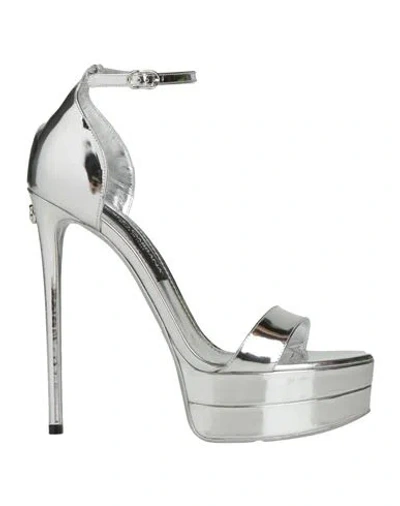 Dolce & Gabbana Woman Sandals Silver Size 6 Calfskin