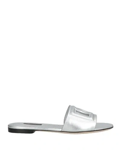 Dolce & Gabbana Woman Sandals Silver Size 7.5 Lambskin