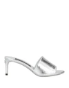 Dolce & Gabbana 70 Crocodile-effect Leather Mules In Silver