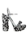 Dolce & Gabbana Sequined Platform Sandals In Silver