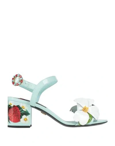 Dolce & Gabbana Woman Sandals Sky Blue Size 6 Calfskin