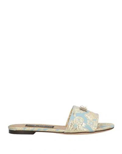 Dolce & Gabbana Woman Sandals Sky Blue Size 7 Textile Fibers In Multi