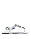 Dolce & Gabbana Woman Thong Sandal White Size 6.5 Calfskin, Crystal In White