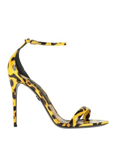 Dolce & Gabbana Yellow Leather Di Calfskin Sandal