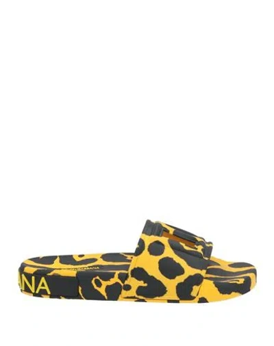 Dolce & Gabbana Woman Sandals Yellow Size 8.5 Calfskin In Yellow