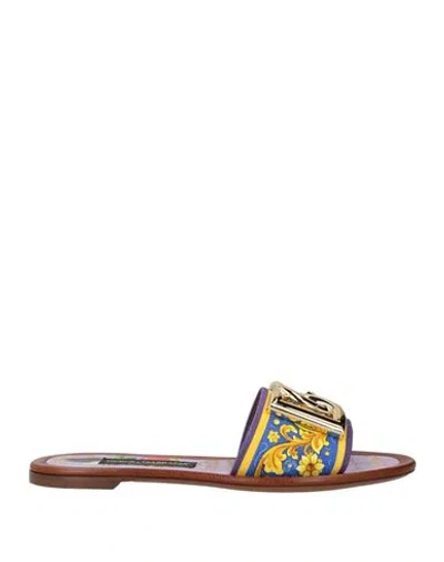 Dolce & Gabbana Woman Sandals Yellow Size 8.5 Textile Fibers