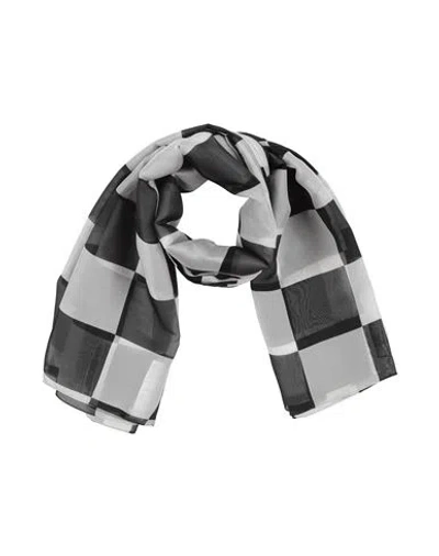 Dolce & Gabbana Woman Scarf Black Size - Silk In Gray