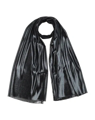 Dolce & Gabbana Woman Scarf Dark Green Size - Silk, Metallic Polyester In Black