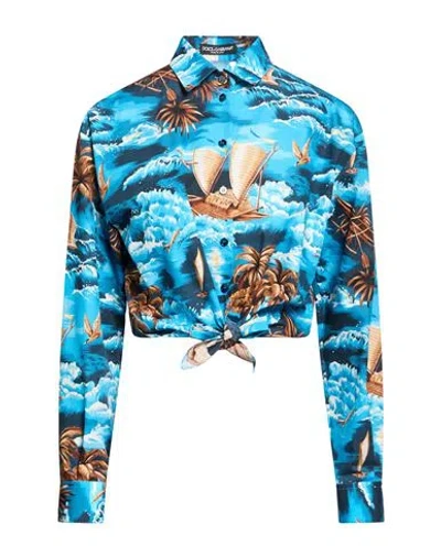 Dolce & Gabbana Woman Shirt Azure Size 10 Cotton In Blue