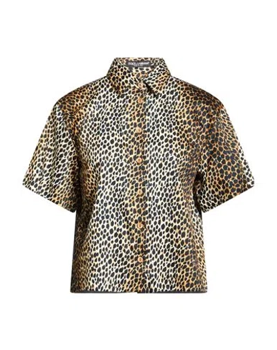 Dolce & Gabbana Woman Shirt Beige Size 6 Cotton, Viscose, Polyester In Animal Print