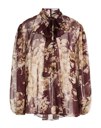 Dolce & Gabbana Woman Shirt Burgundy Size 6 Silk In Multi