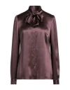 Dolce & Gabbana Woman Shirt Chocolate Brown Size 8 Silk