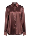 Dolce & Gabbana Woman Shirt Chocolate Brown Size 10 Silk In Brown