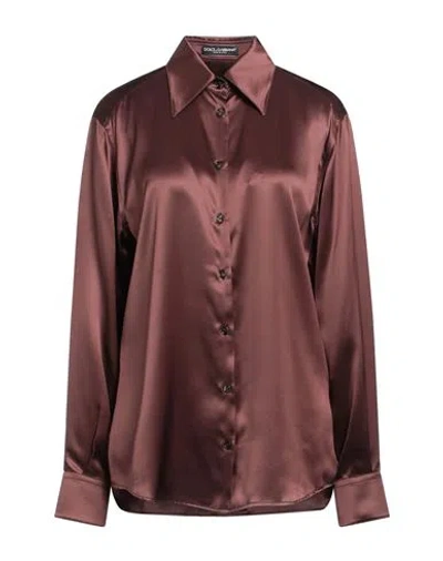 Dolce & Gabbana Woman Shirt Chocolate Brown Size 10 Silk