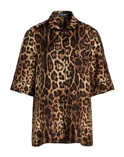 Dolce & Gabbana Woman Shirt Dark Brown Size 10 Silk