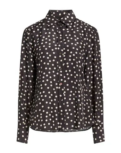 Dolce & Gabbana Woman Shirt Dark Brown Size 6 Silk In Black