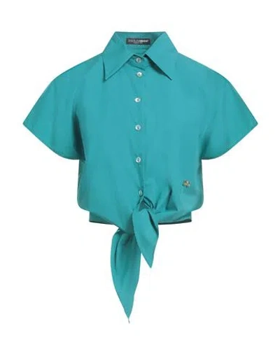 Dolce & Gabbana Woman Shirt Deep Teal Size 8 Cotton In Green