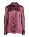 Dolce & Gabbana Woman Shirt Chocolate Brown Size 10 Silk In Purple