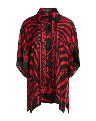 Dolce & Gabbana Woman Shirt Red Size 10 Silk In Animal Print