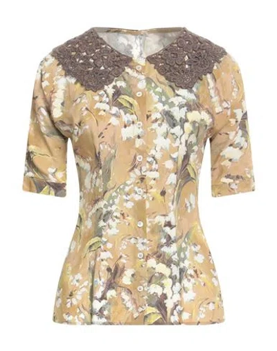 Dolce & Gabbana Woman Shirt Sand Size 8 Viscose, Merino Wool, Acrylic, Polyester In Metallic